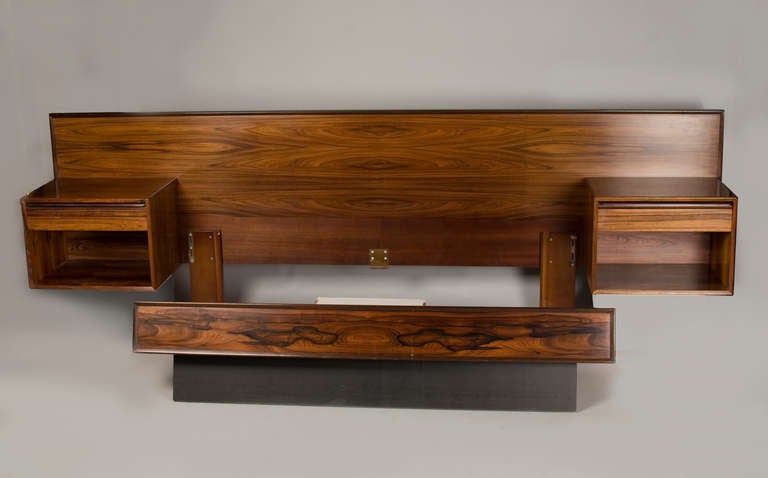 Brazilian Rosewood Queen Bed with Nightstands and Wardrobe by Westnofa In Excellent Condition In San Francisco, CA