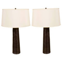 Pair of Contemporary Patinated Bronze Table Lamps