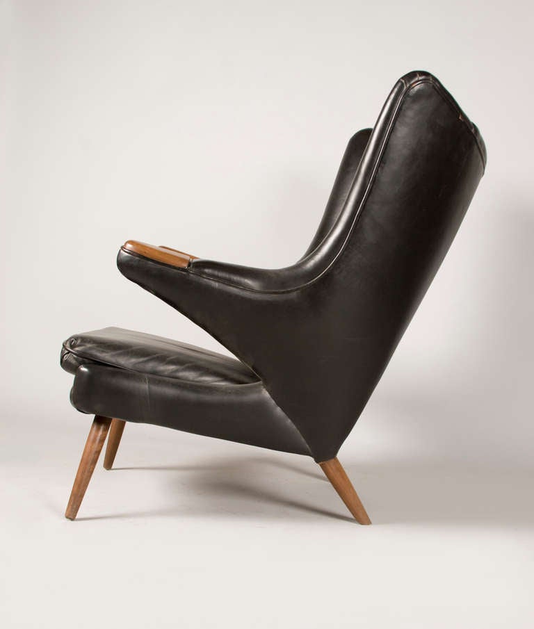 Mid-Century Modern Hans Wegner Inspired Papa Bear Chair and Ottoman