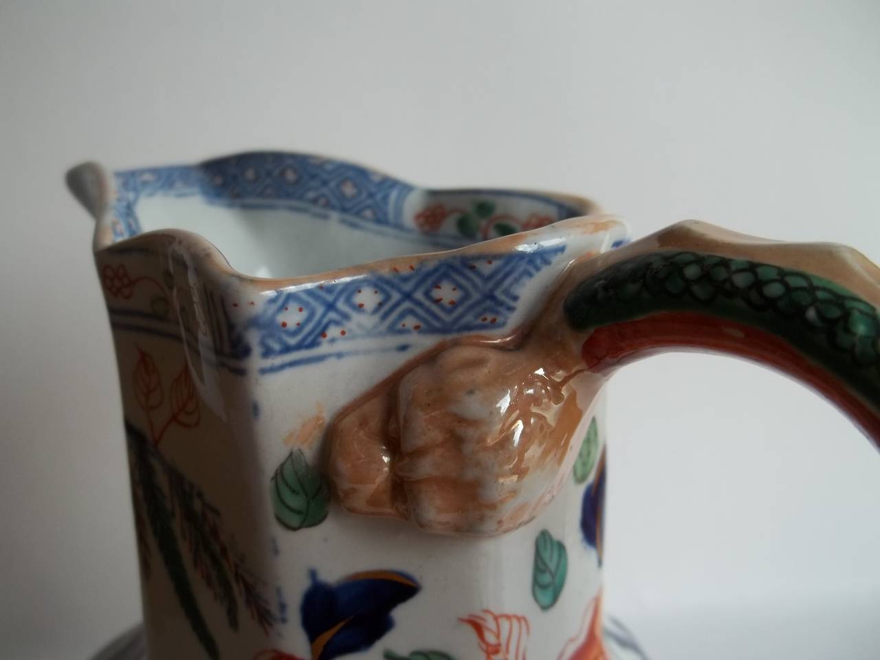 English Rare, Early 19th C, Hicks & Meigh, Ironstone, Jug or Pitcher, Chinoiserie Pat'n