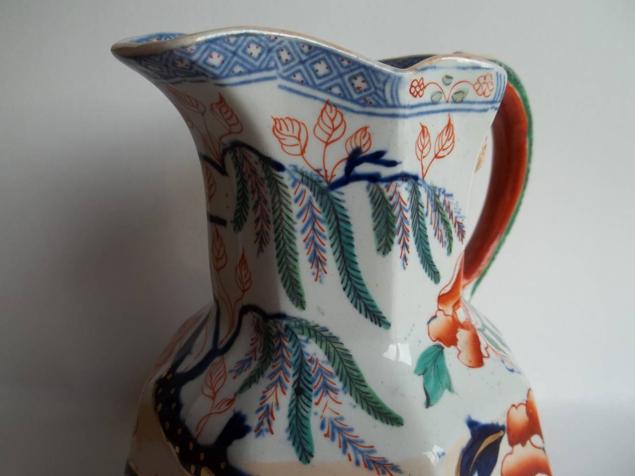 Hand-Crafted Rare, Early 19th C, Hicks & Meigh, Ironstone, Jug or Pitcher, Chinoiserie Pat'n