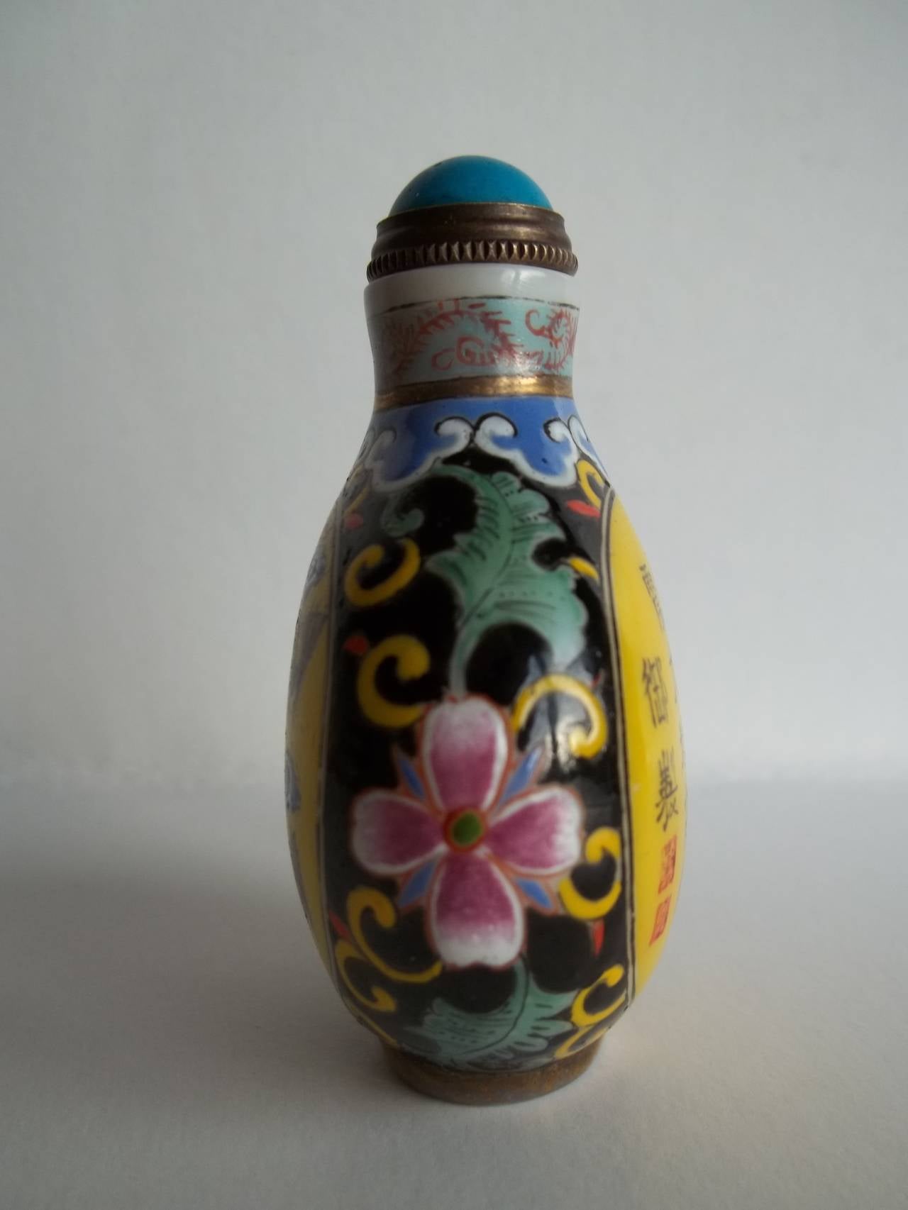 Chinese 19th Century, CHINESE Snuff Bottle, Hand Enamelled On Glass, QING Dynasty