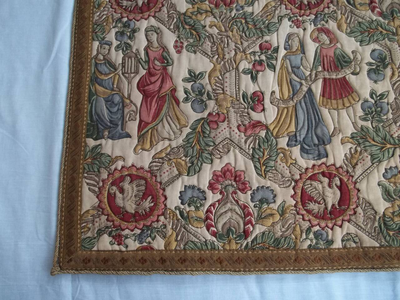 Woven French Tapestry in the Medieval Aubusson Style with tab top, Circa 1920
