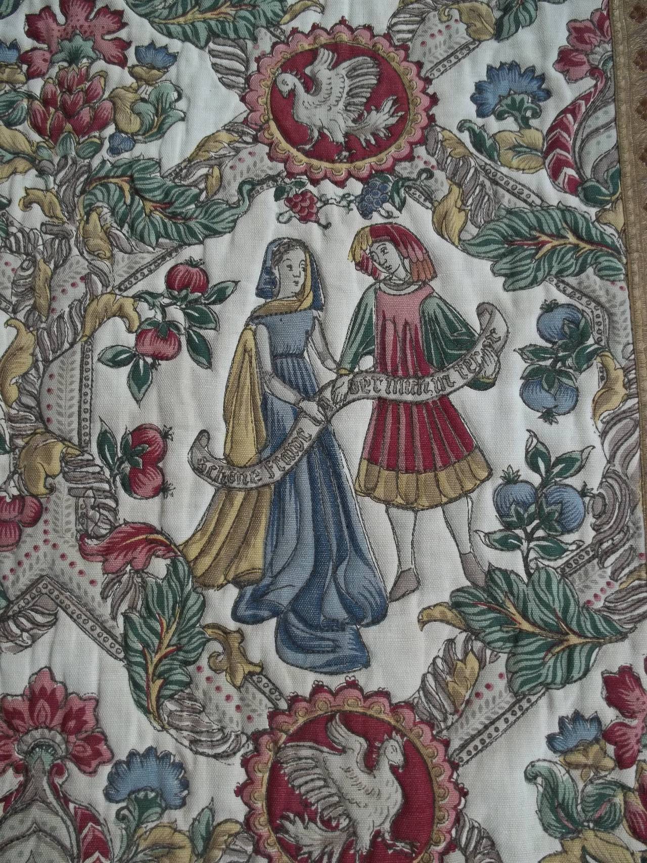 This is a beautiful French tapestry in the medieval  Aubusson style in excellent condition and dating to the early 20th Century, Ca 1920.

The tapestry is French, in the medieval 