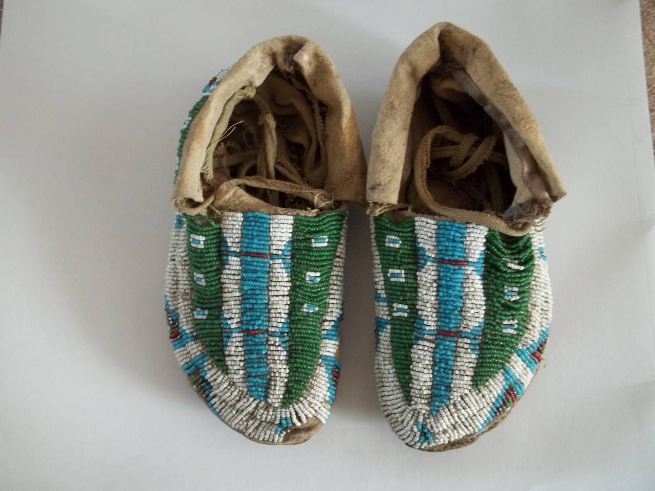 Hand-Crafted 19th Century, Central Plains, American Indian Beaded Moccasins, circa 1870