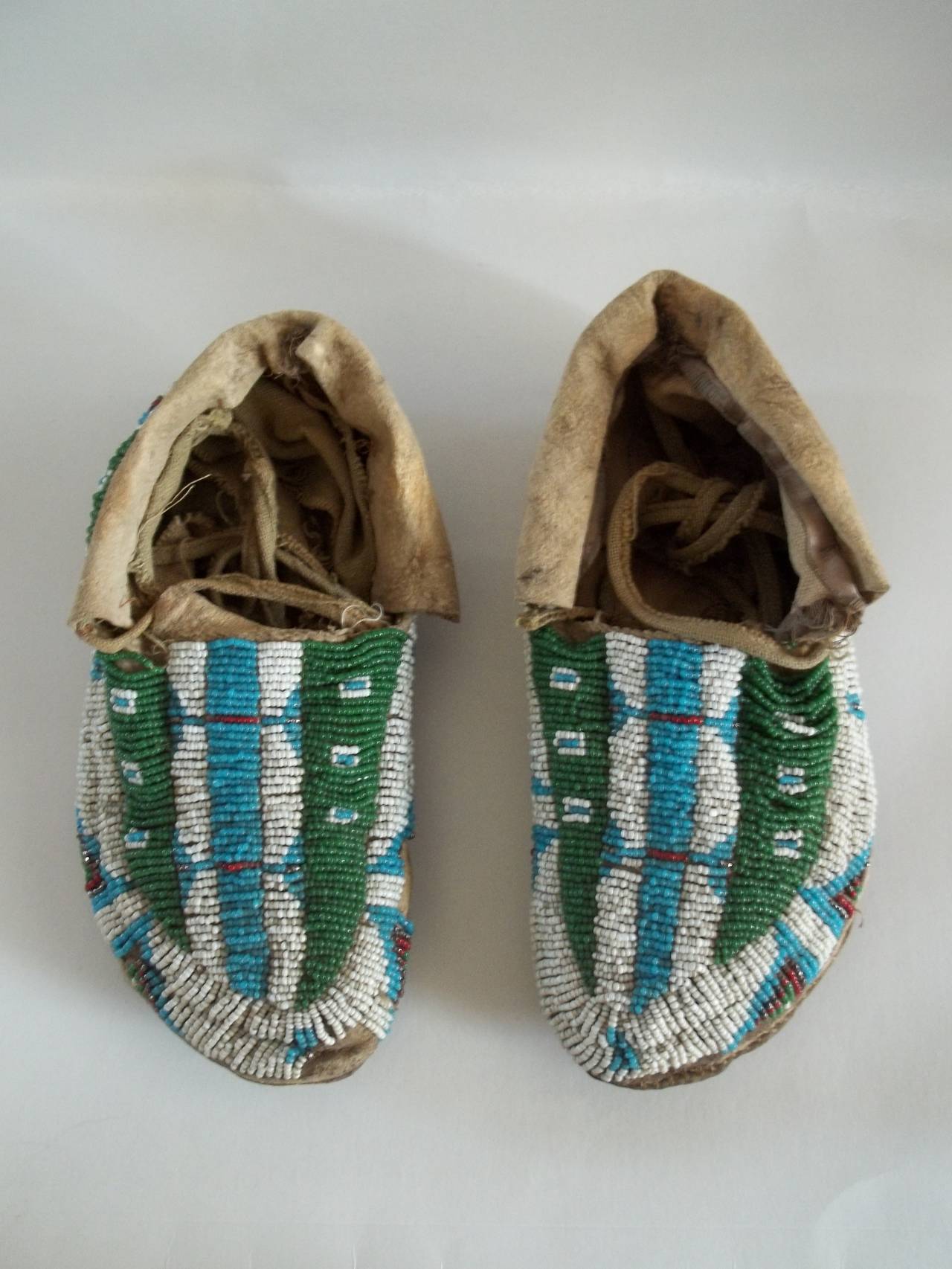 Tribal 19th Century, Central Plains, American Indian Beaded Moccasins, circa 1870