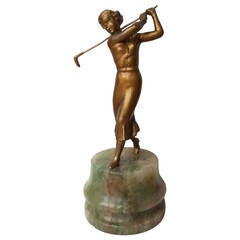 Art Deco, Figurine of a Lady Golfer, After F Priess, circa 1930's