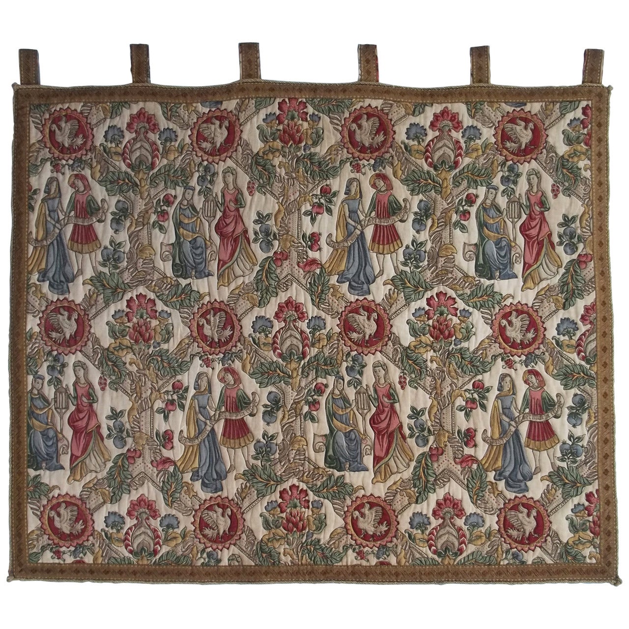 French Tapestry in the Medieval Aubusson Style with tab top, Circa 1920