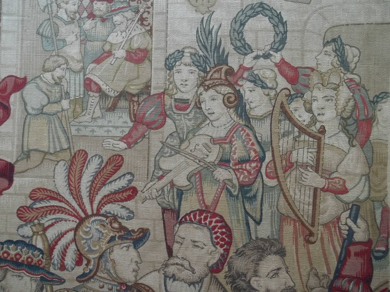 Fabric Superb, Large, Wall Hanging, Tapestry, Rich Medieval Pattern, French, circa 1900