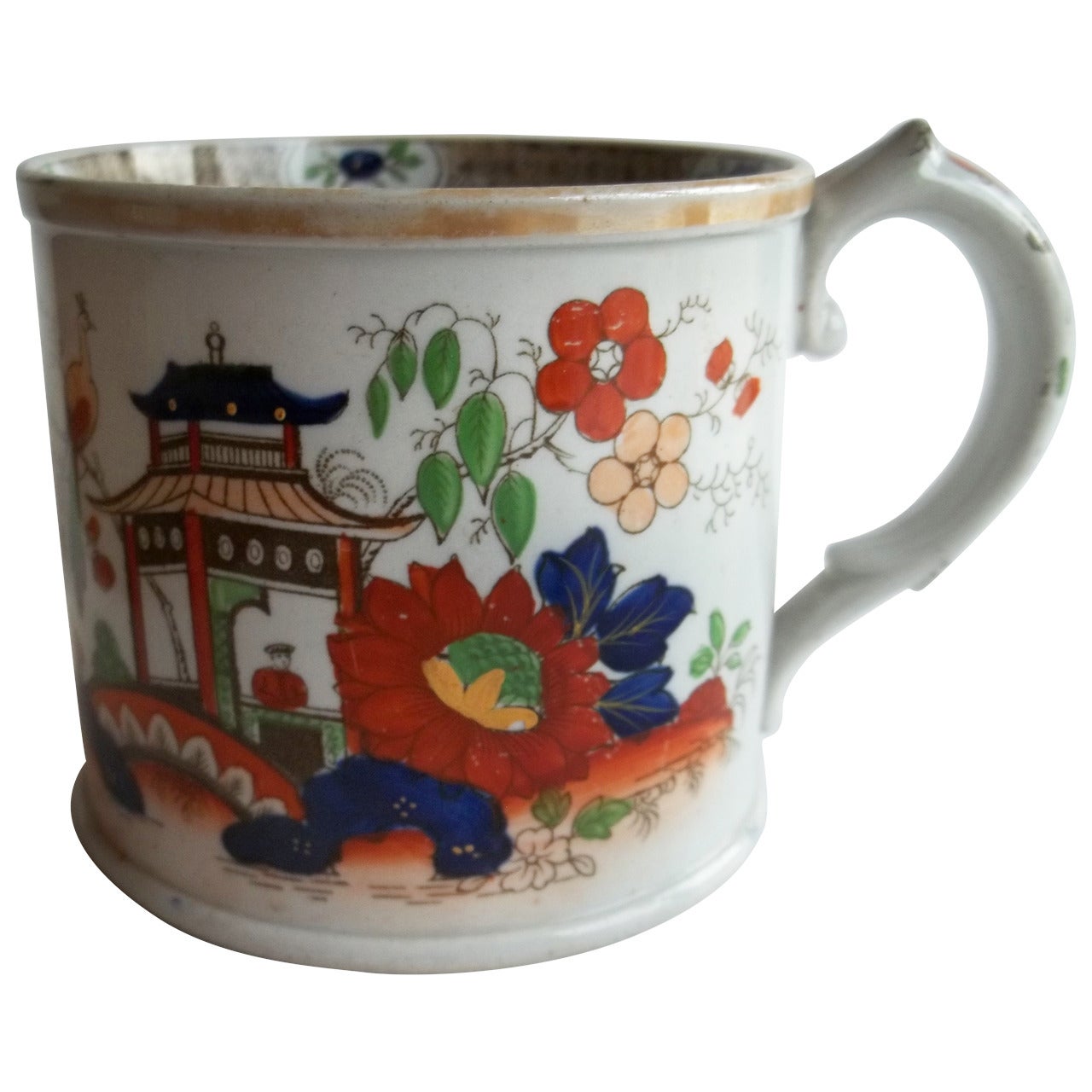 19th C. Mason
s (Ashworths), Ironstone Pottery MUG, Chinoiserie, circa 1850