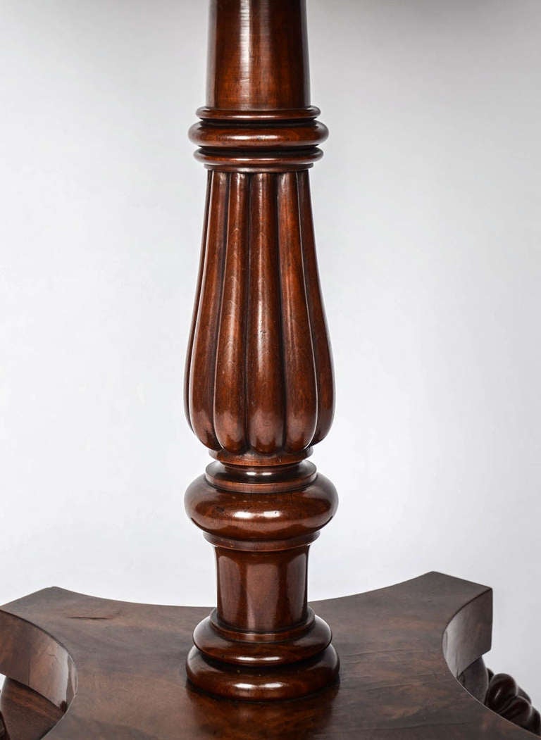 Brass William IVth Mahogany Pedestal Side Table Single Drawer, English circa 1830