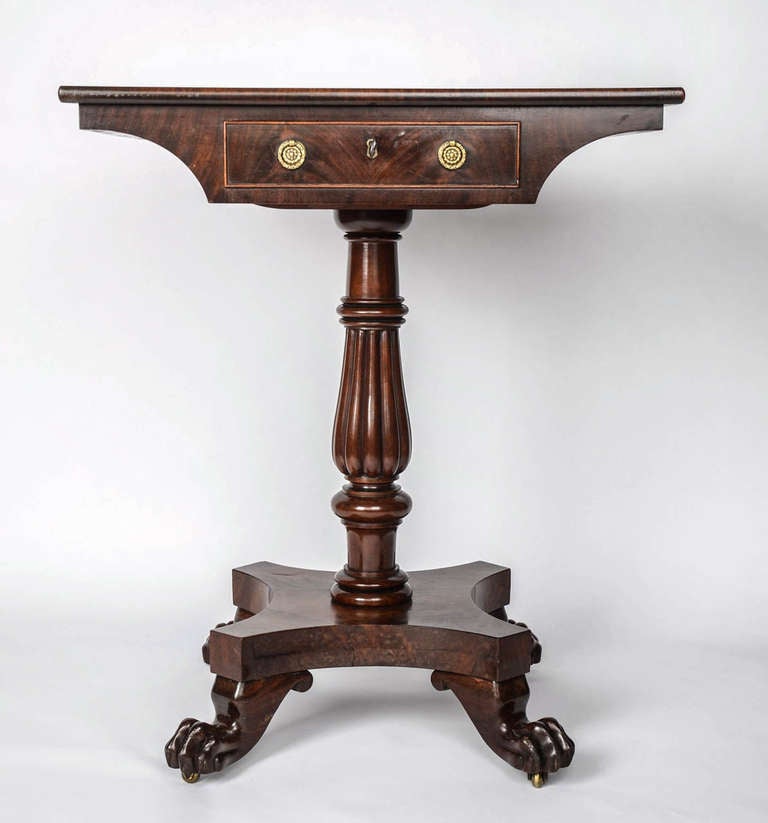 William IVth Mahogany Pedestal Side Table Single Drawer, English circa 1830 1