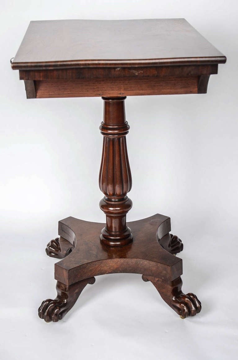 William IVth Mahogany Pedestal Side Table Single Drawer, English circa 1830 3