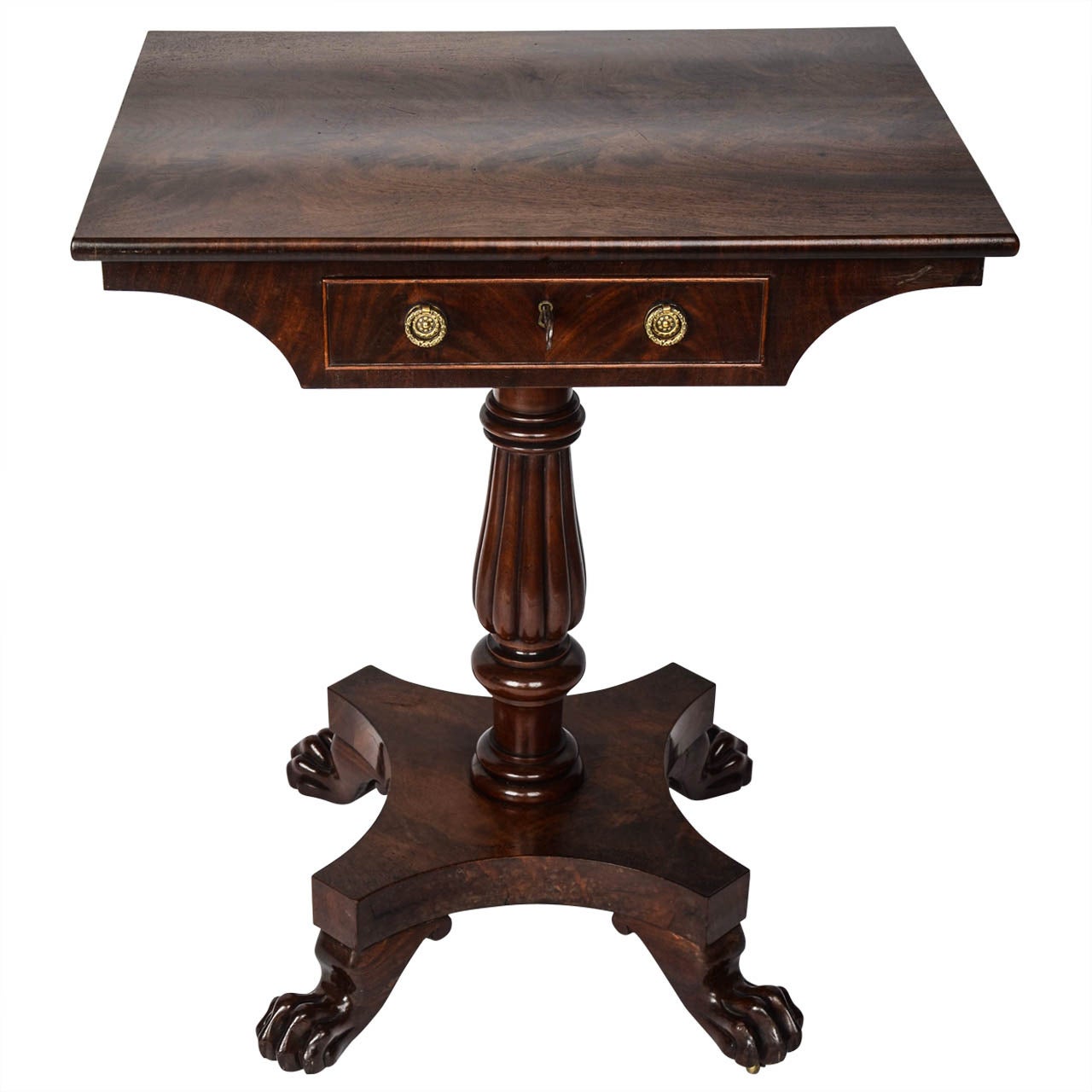 William IVth Mahogany Pedestal Side Table Single Drawer, English circa 1830
