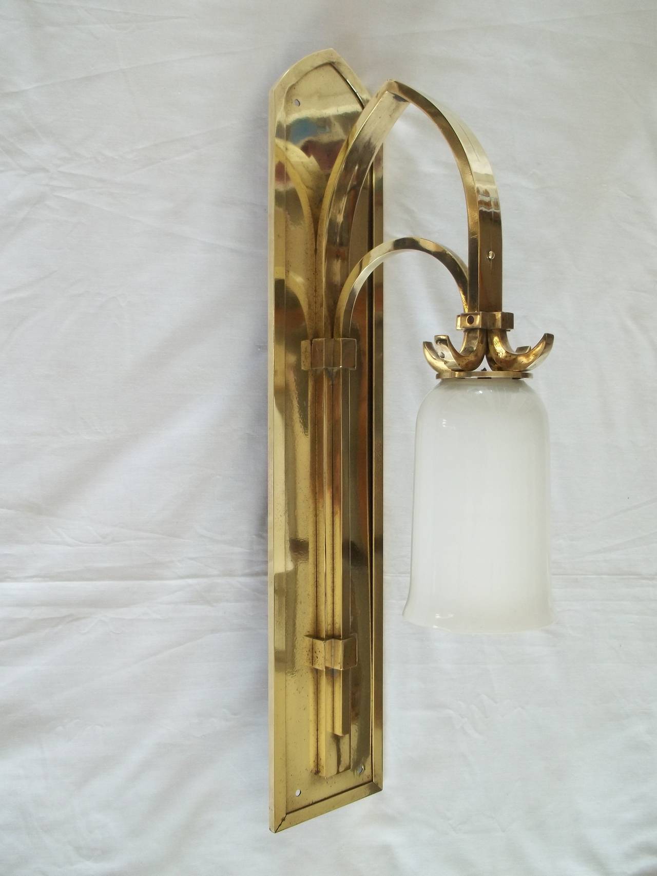 British Superb, PAIR of GOTHIC, (Revival), WALL LAMPS or LIGHTS, Brass, circa 1905