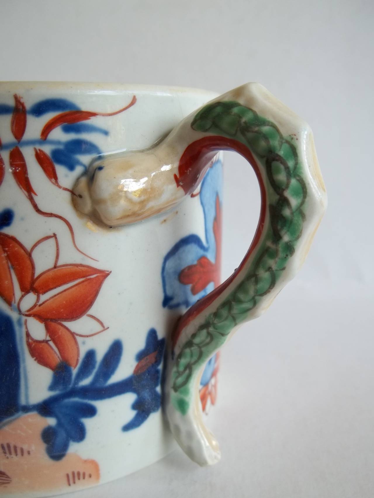 Rare, Early, Mason's Ironstone Mug, Snake Handle, Jardiniere Pattern, c.1815 In Excellent Condition In Lincoln, Lincolnshire
