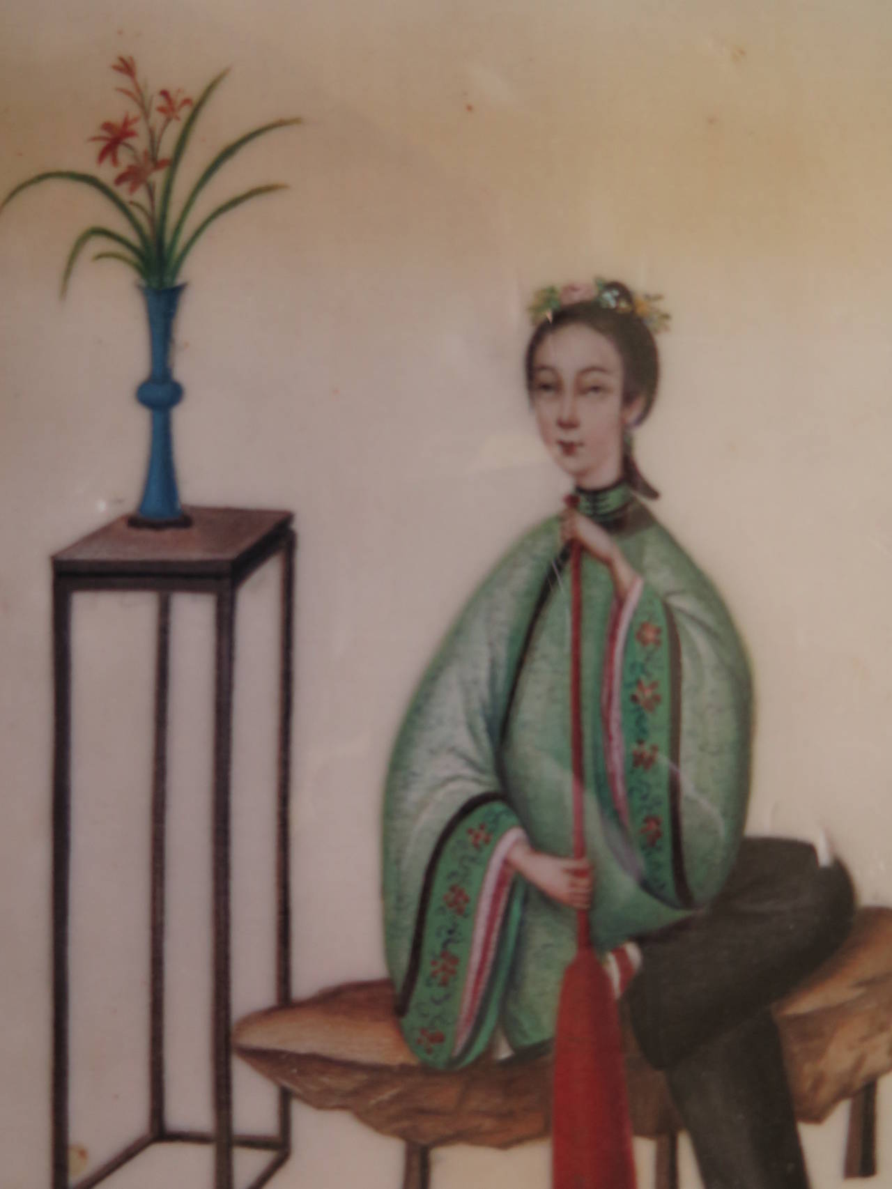 Early 19th Century, Beautiful Pair of Chinese Watercolor Paintings on Pith Paper 1