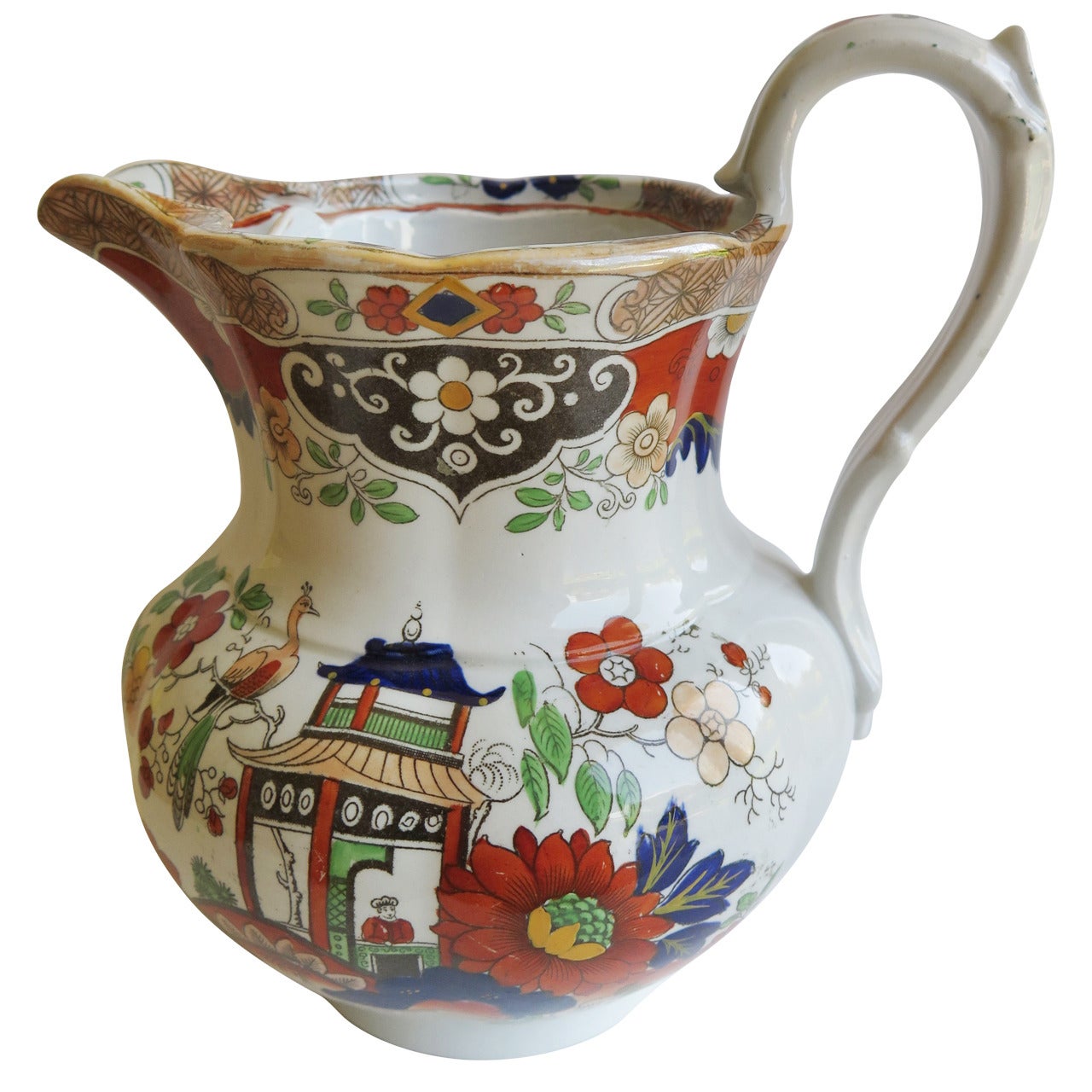 19th Century Mason's 'Ashworths' Ironstone, Jug or Pitcher, Chinoiserie Pat'n