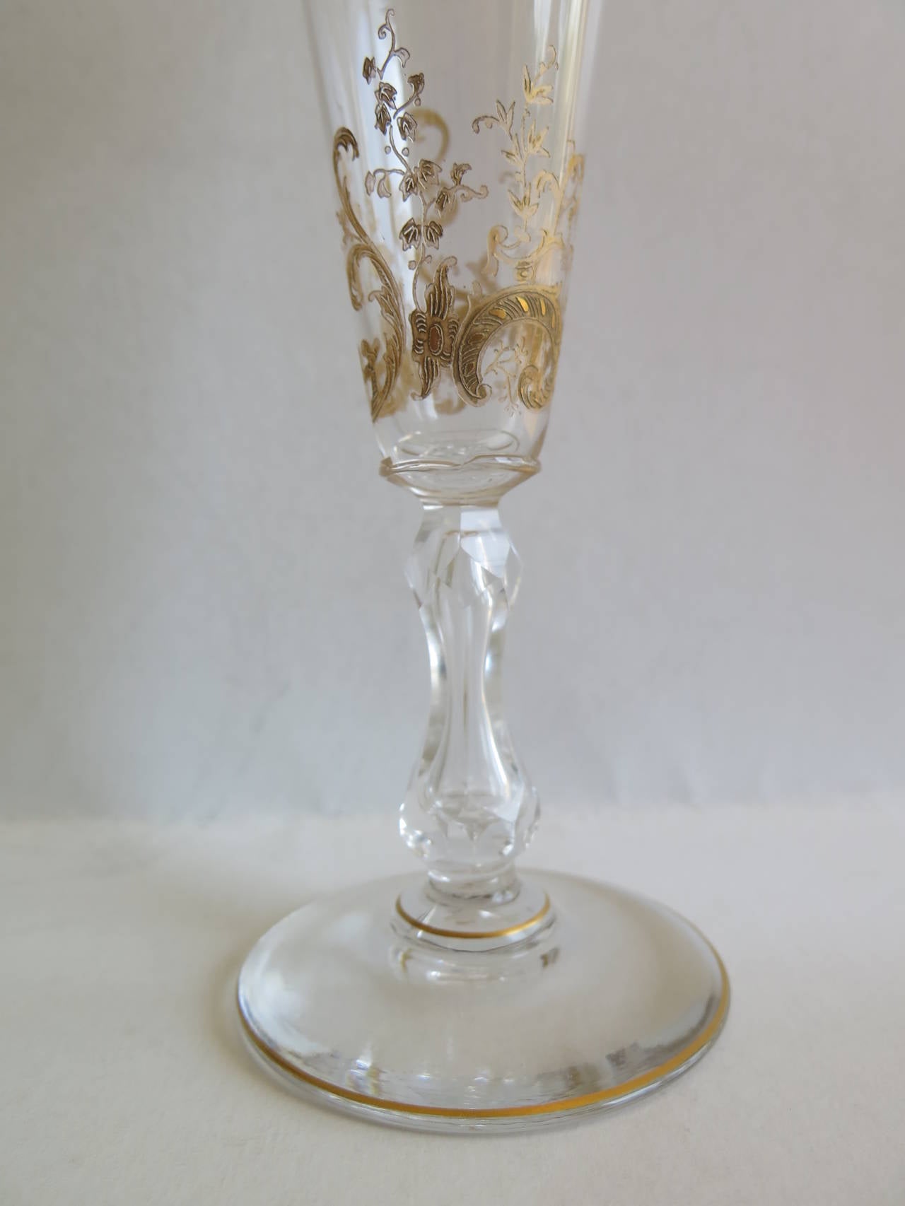 Gilt 19th Century Pair of Gilded Champagne Flutes or Wine Glasses, French circa 1880