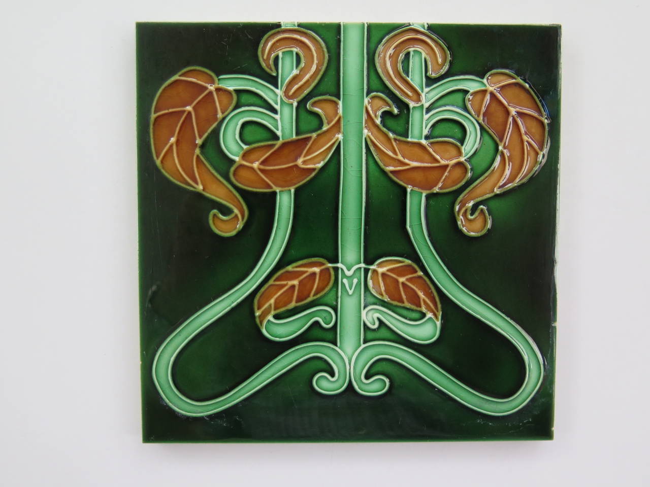 Set of Ten Ceramic Tiles in the Art Nouveau Style In Excellent Condition In Lincoln, Lincolnshire