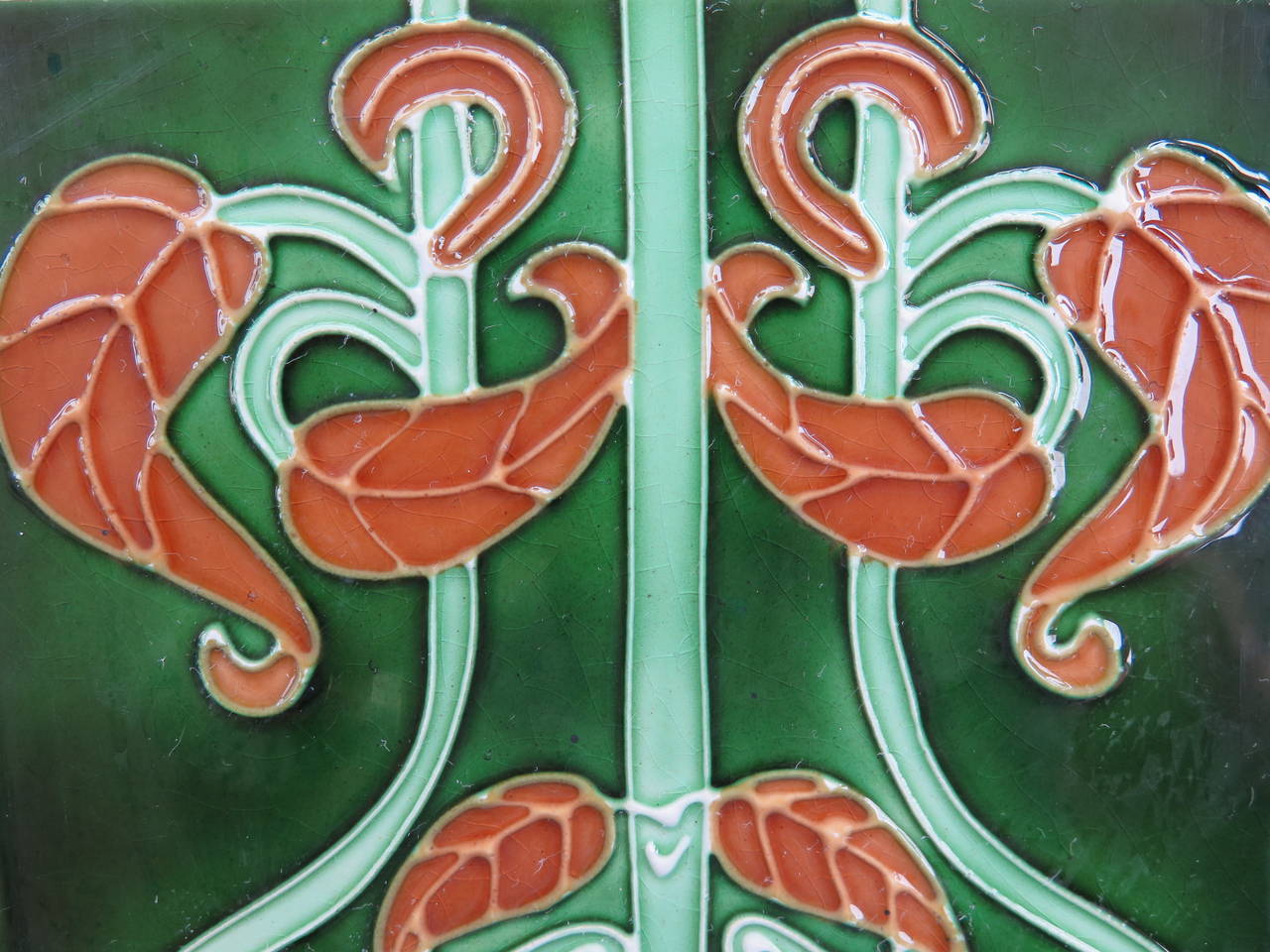 Set of Ten Ceramic Tiles in the Art Nouveau Style 2