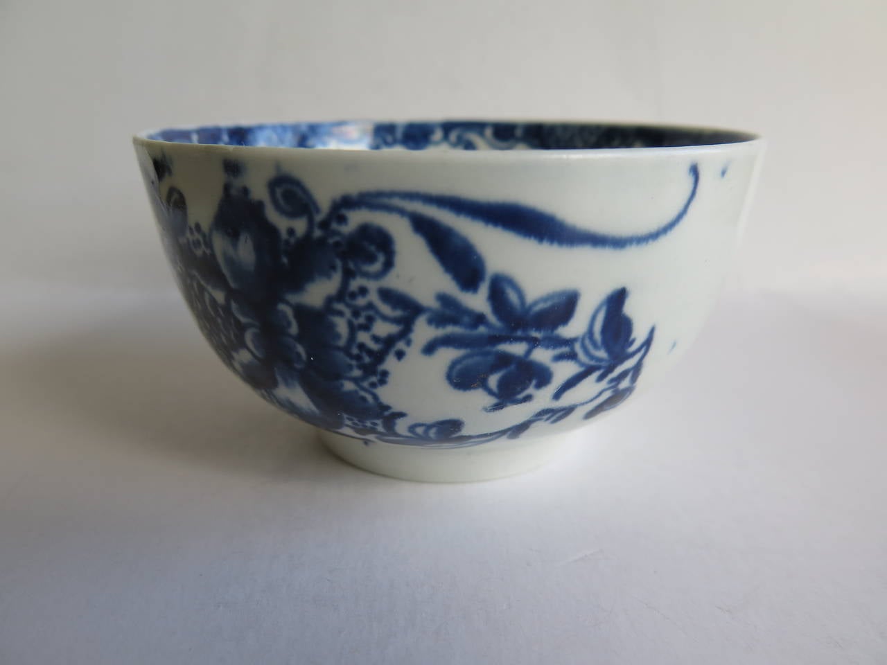 Hand-Painted First Period Worcester,  Blue and White, BOWL, 