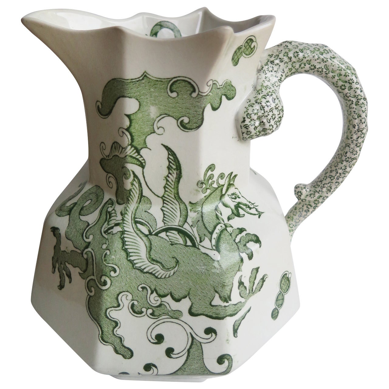 Large, Mason's Ironstone JUG or Pitcher, "Chinese Dragon" Pattern, circa 1835