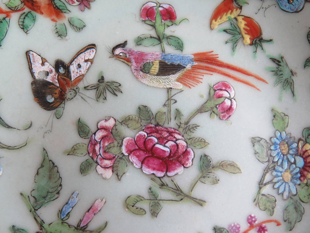 TWO, 19th C. Chinese Export, Porcelain PLATES, Hand-Painted Decoration, Qing 2