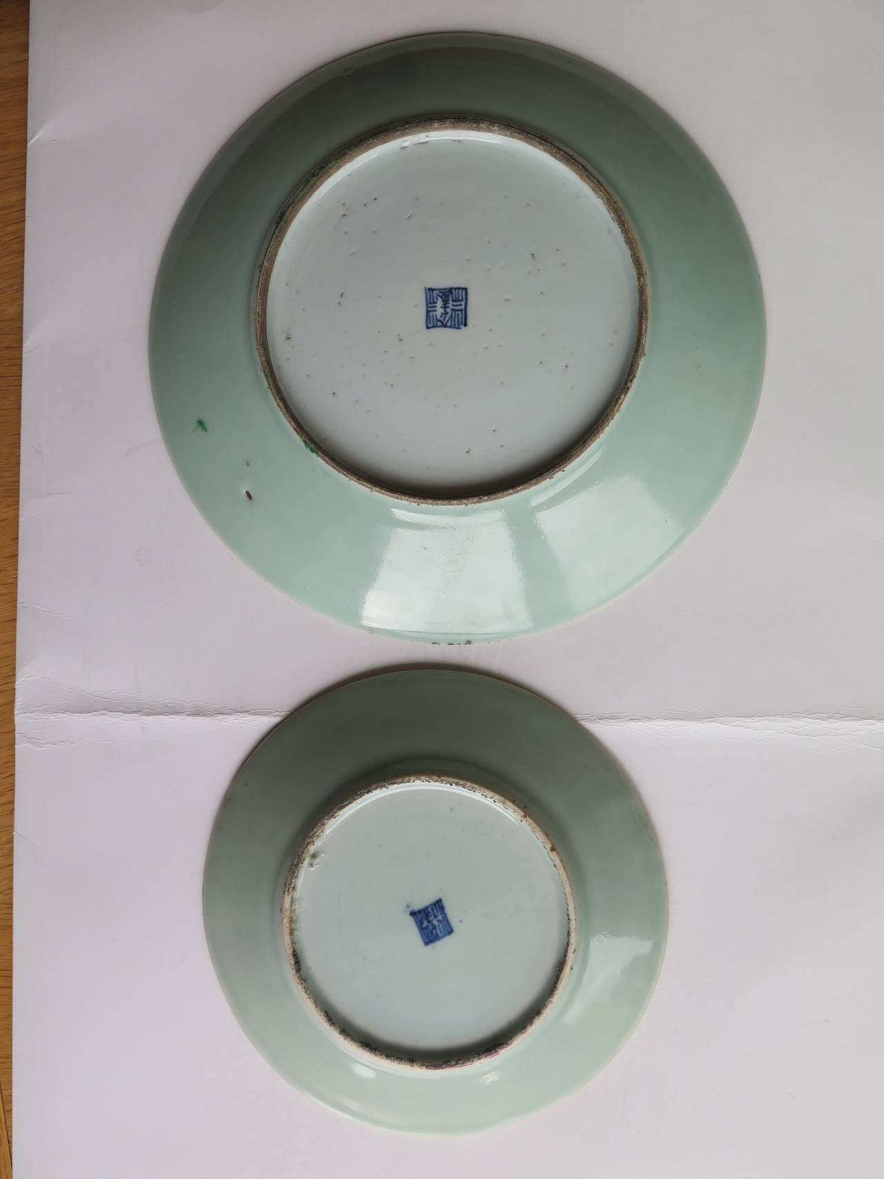 TWO, 19th C. Chinese Export, Porcelain PLATES, Hand-Painted Decoration, Qing 4