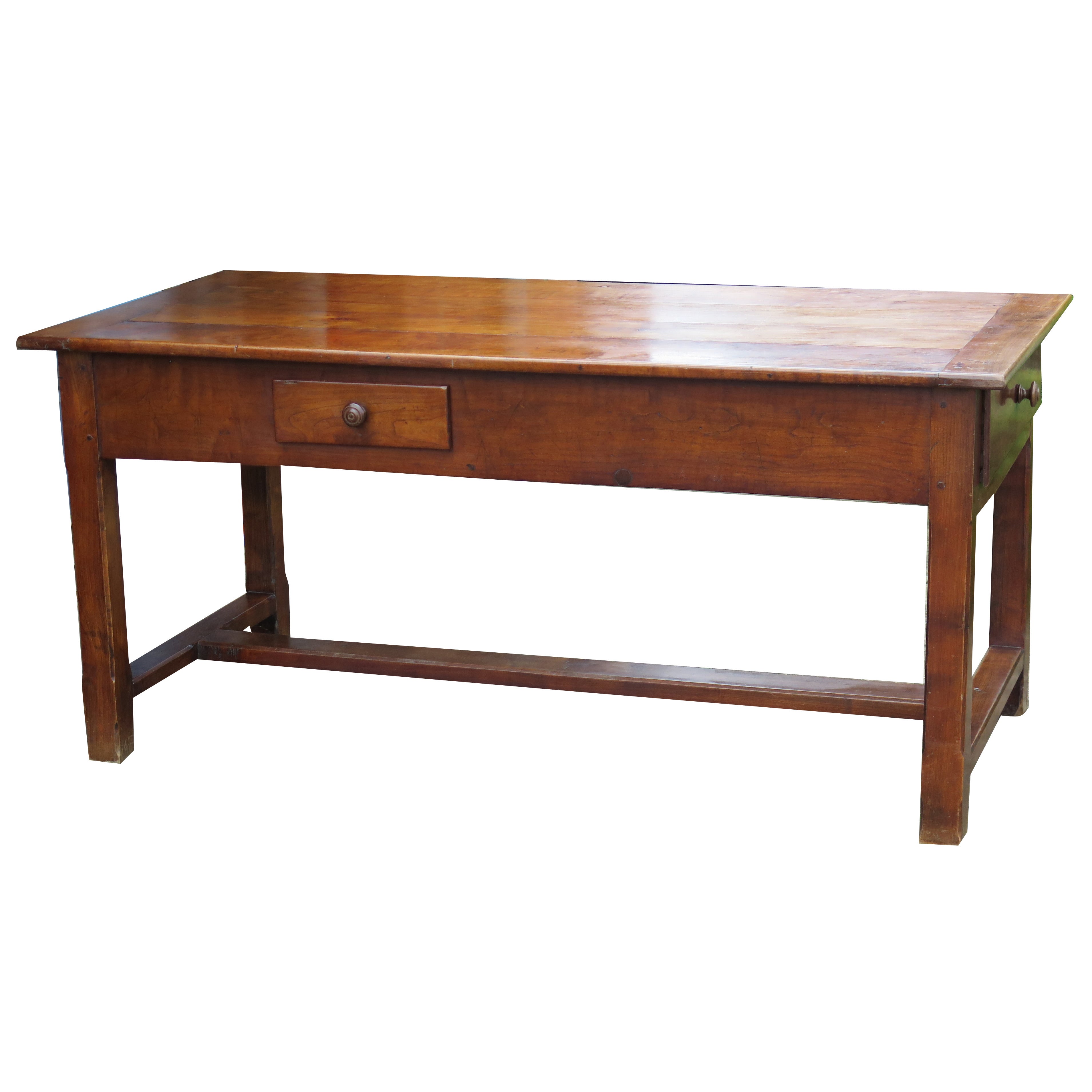 Early, 19thC, Fruitwood, REFECTORY or FARMHOUSE TABLE, French, 3-Draw