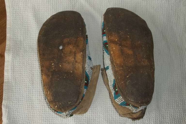 19th Century, Central Plains, American Indian Beaded Moccasins, circa 1870 4