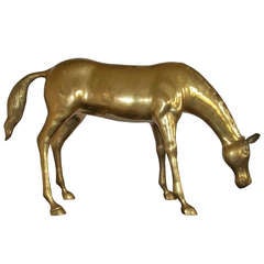 Unusually Large BRASS STALLION circa 1930-50