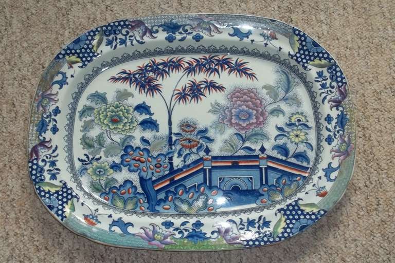 This is a fabulous, late Georgian, Very large, Ironstone, Meat Platter from the English DAVENPORT factory, which was situated in Longport, Staffordshire between 1794 and 1887.

The oriental garden 