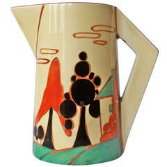 Clarice Cliffe Conical Jug- Fantasque Bizarre Trees & House Pattern ca.1931
