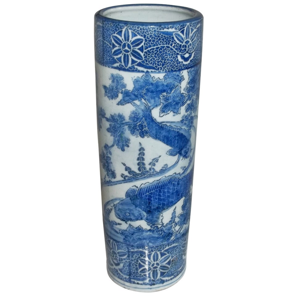19thC, JAPANESE, Porcelain, Blue and White UMBRELLA / STICK STAND