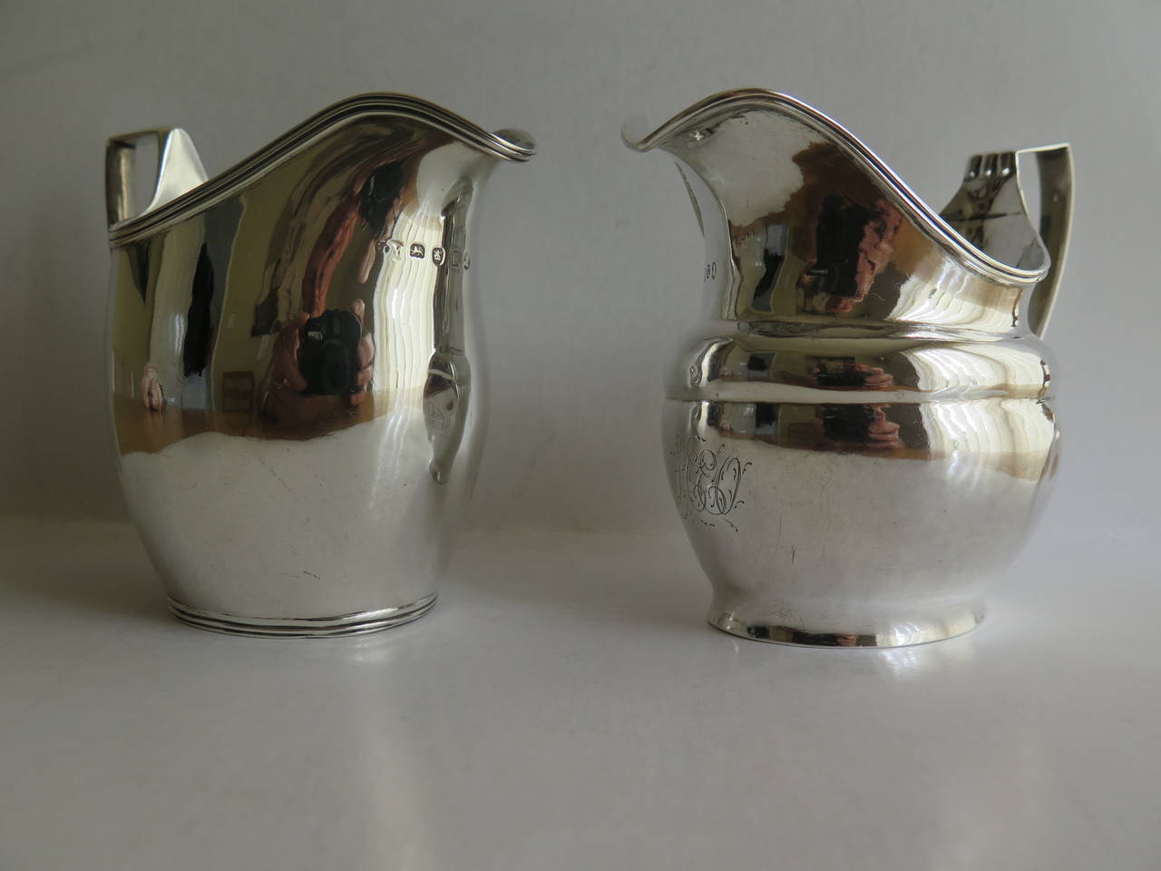 English TWO Georgian, Sterling Silver, Milk or Cream Jugs, London Makers, 1801 and 1805