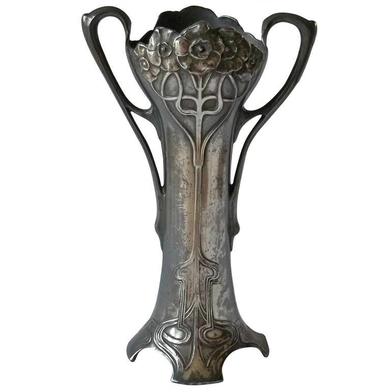 ArtNouveau, "WMF" Pewter Silvered Vase, German, circa 1900 at 1stdibs