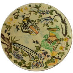 Vintage Art Deco Charger Plate by Charlotte Rhead Hand-Painted Ceramic, Circa 1930