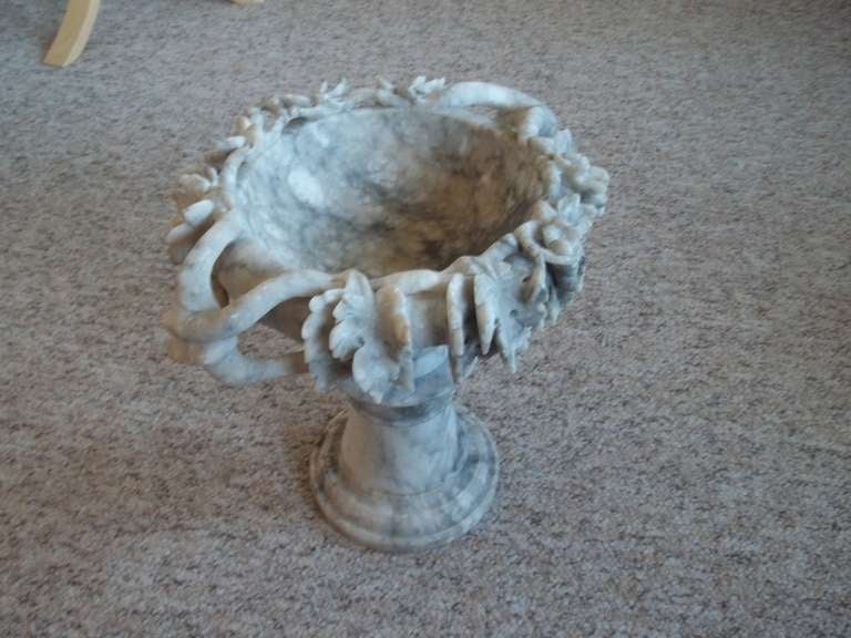 18th Century and Earlier 18thC Sculpted BOWL ON STAND, Alabaster, circa 1790