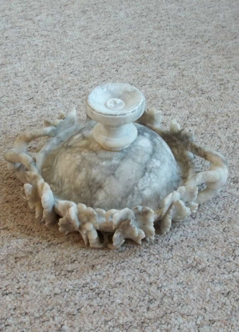 18thC Sculpted BOWL ON STAND, Alabaster, circa 1790 1