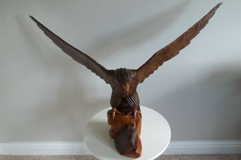 large carved wooden eagle