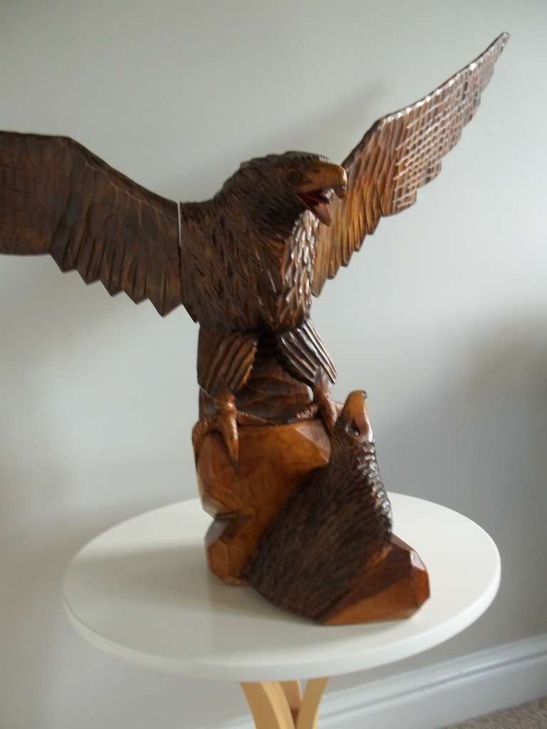 hand carved wooden eagle