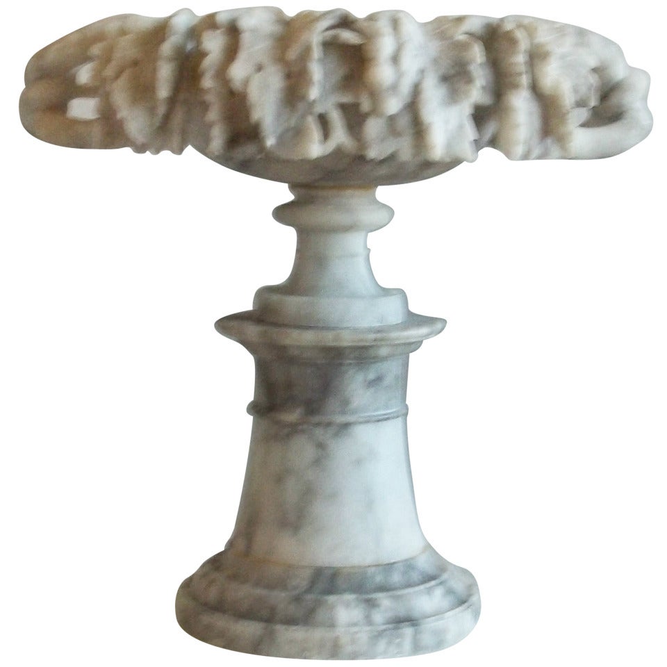 18thC Sculpted BOWL ON STAND, Alabaster, circa 1790