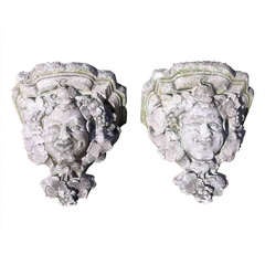 Antique Pair Of Stone Corbels, Mid 19thc Or Earlier