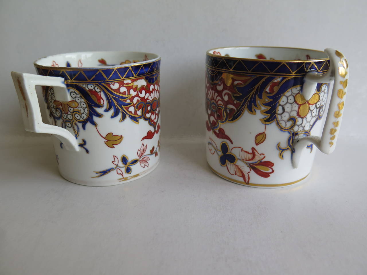 George III Similar PAIR George 111 Derby Porcelain Coffee Cans Old Japan Pattern, Ca 1810