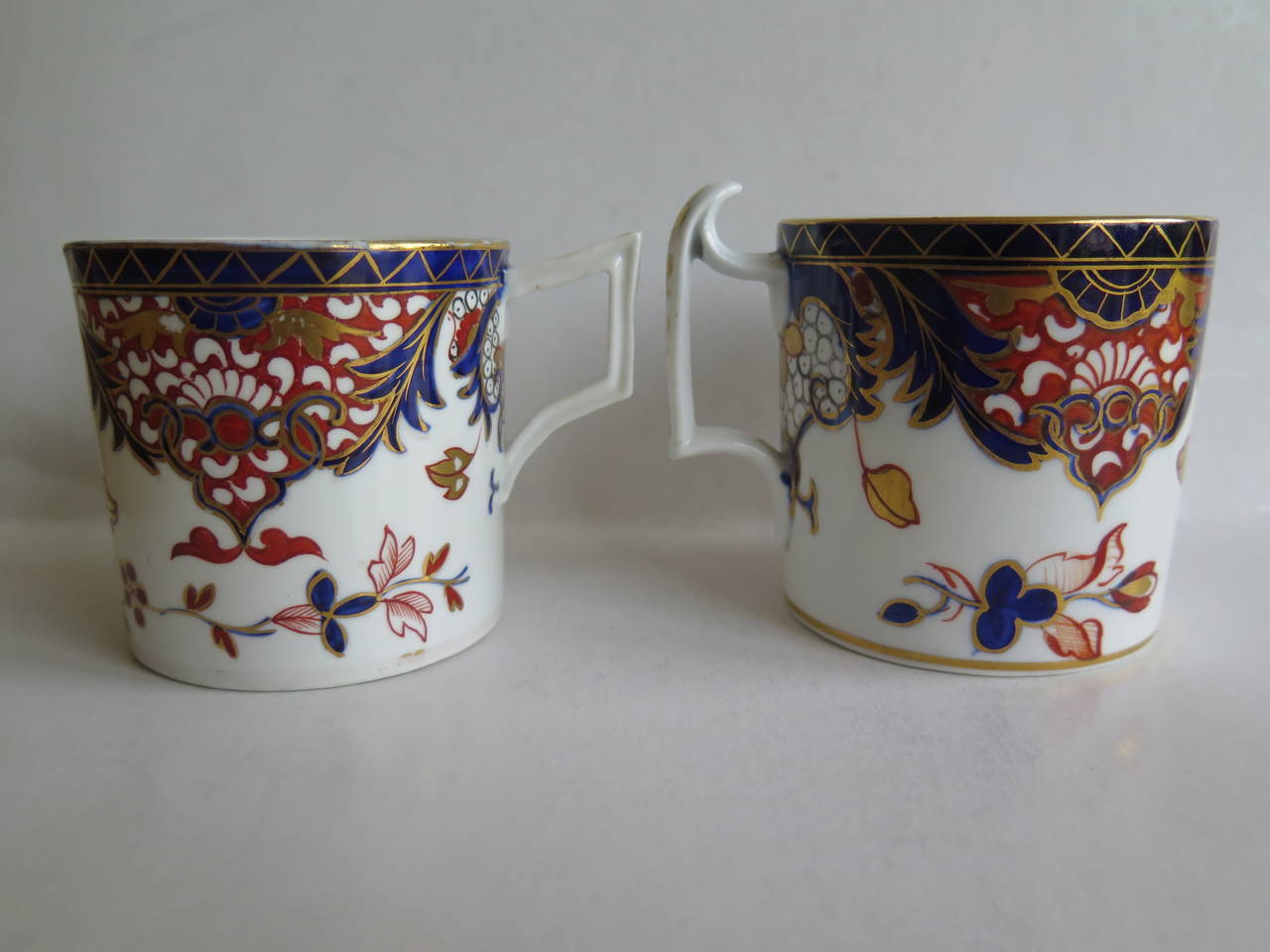 English Similar PAIR George 111 Derby Porcelain Coffee Cans Old Japan Pattern, Ca 1810
