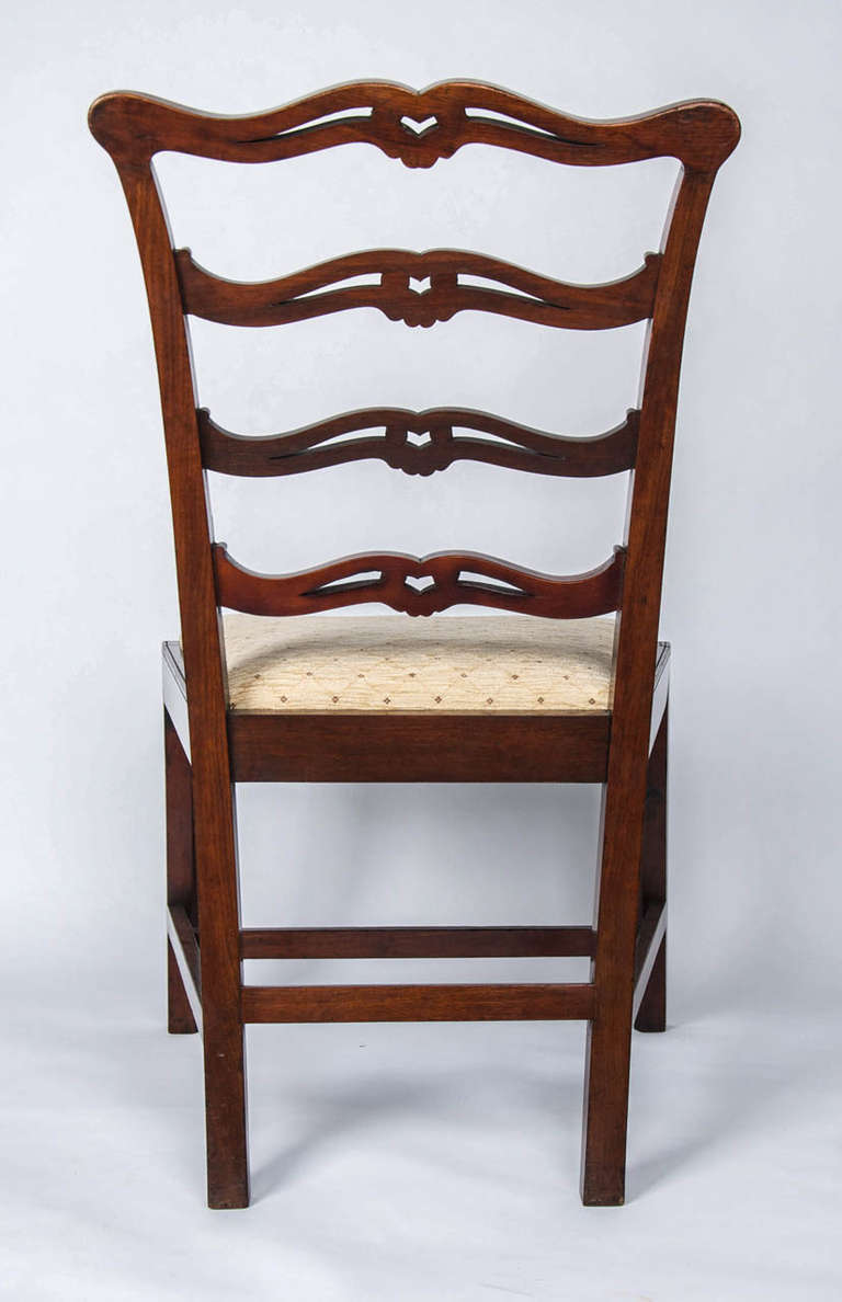 English George III Pair of Mahogany Side Chairs Ribbon Back London Stamp, Circa 1770