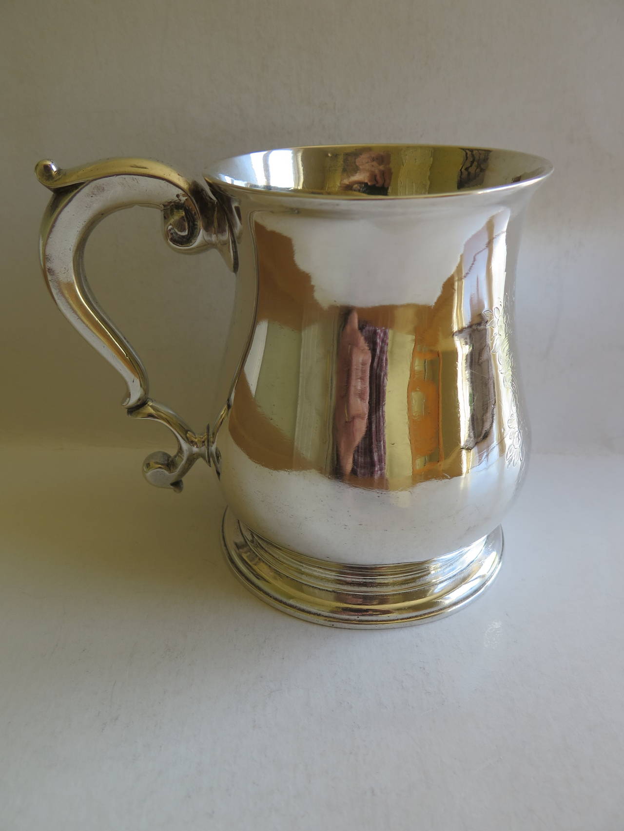 Hand-Crafted 1735, George II, Sterling Silver, Pint Mug or Tankard by Ben Cartwright, London