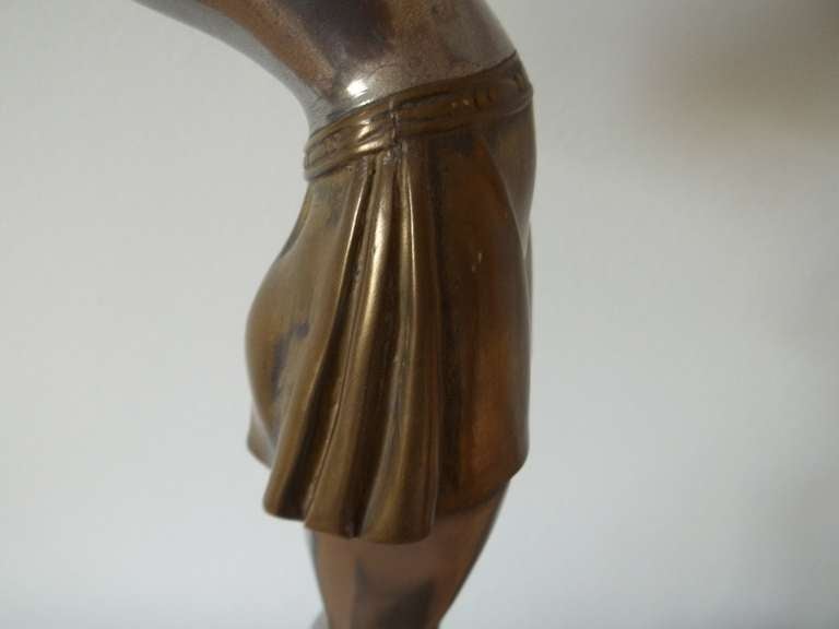 BIBA FIGURINE TABLE LAMP, Art Deco, Silvered Bronze, C.1930's In Excellent Condition In Lincoln, Lincolnshire