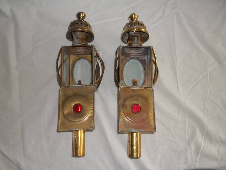 Edwardian Pair of Brass CARRIAGE LAMPS, circa 1905 1